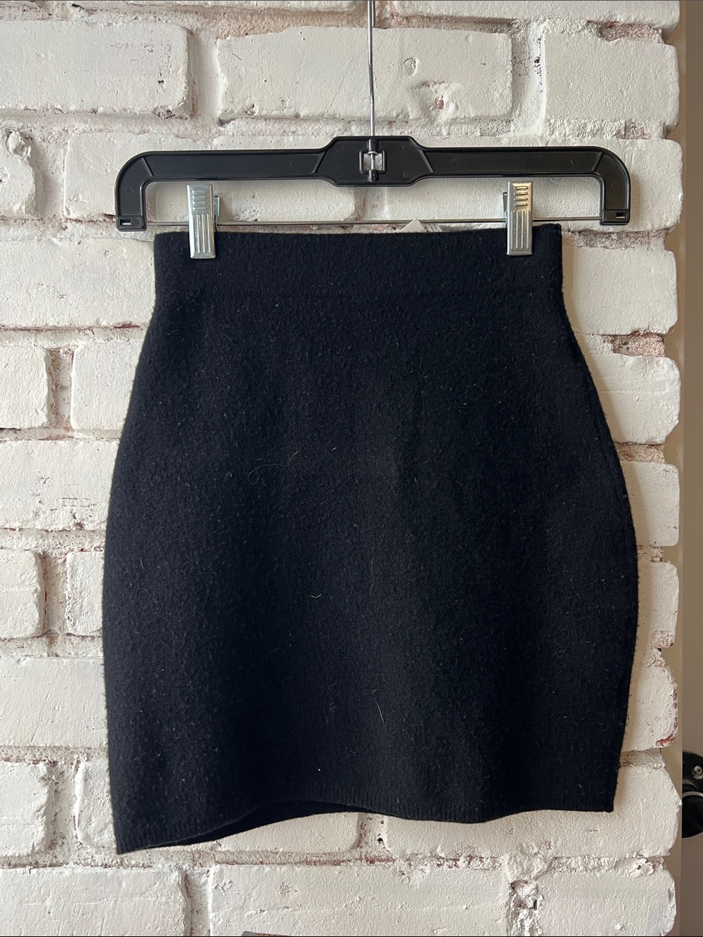 Wool nylon spandex black high rise skirt
